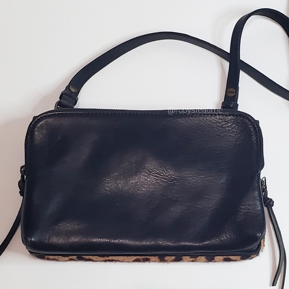 🎉MADEWELL Limited Edition Twin Cross Body Bag,Calf Hair with Leopard Print, NEW - Picture 4 of 16